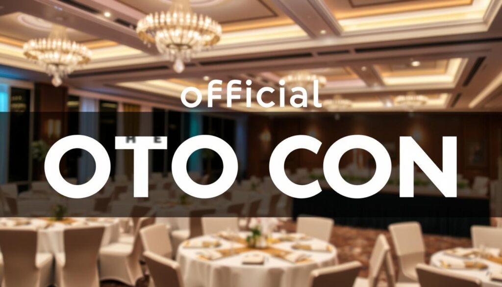 OTOCONの公式ロゴとパーティー会場の様子