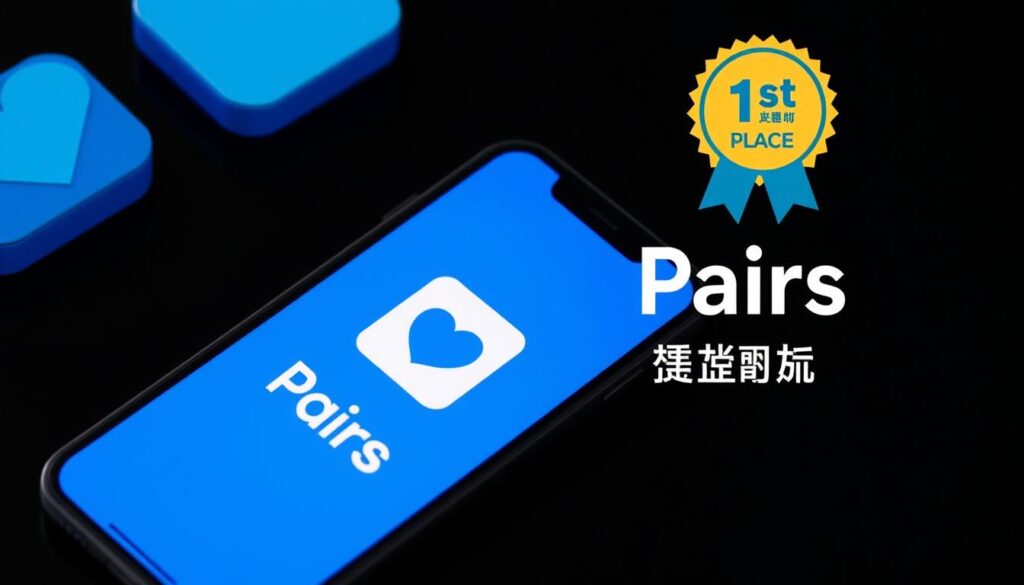 Pairs（ペアーズ）のアプリ画面とロゴ、マッチングサイトランキング1位の表示