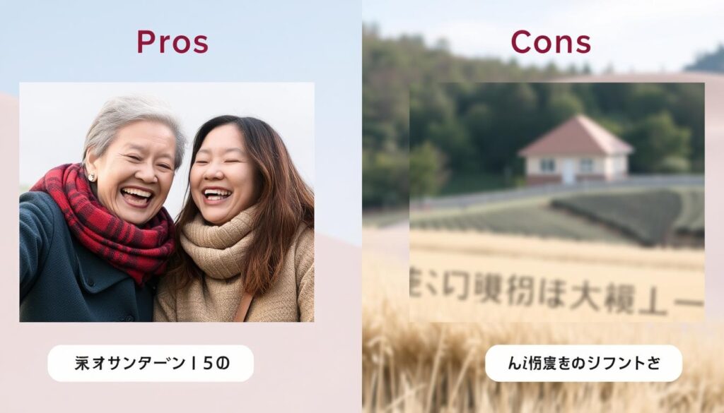 hanamelのメリットとデメリットを比較している様子