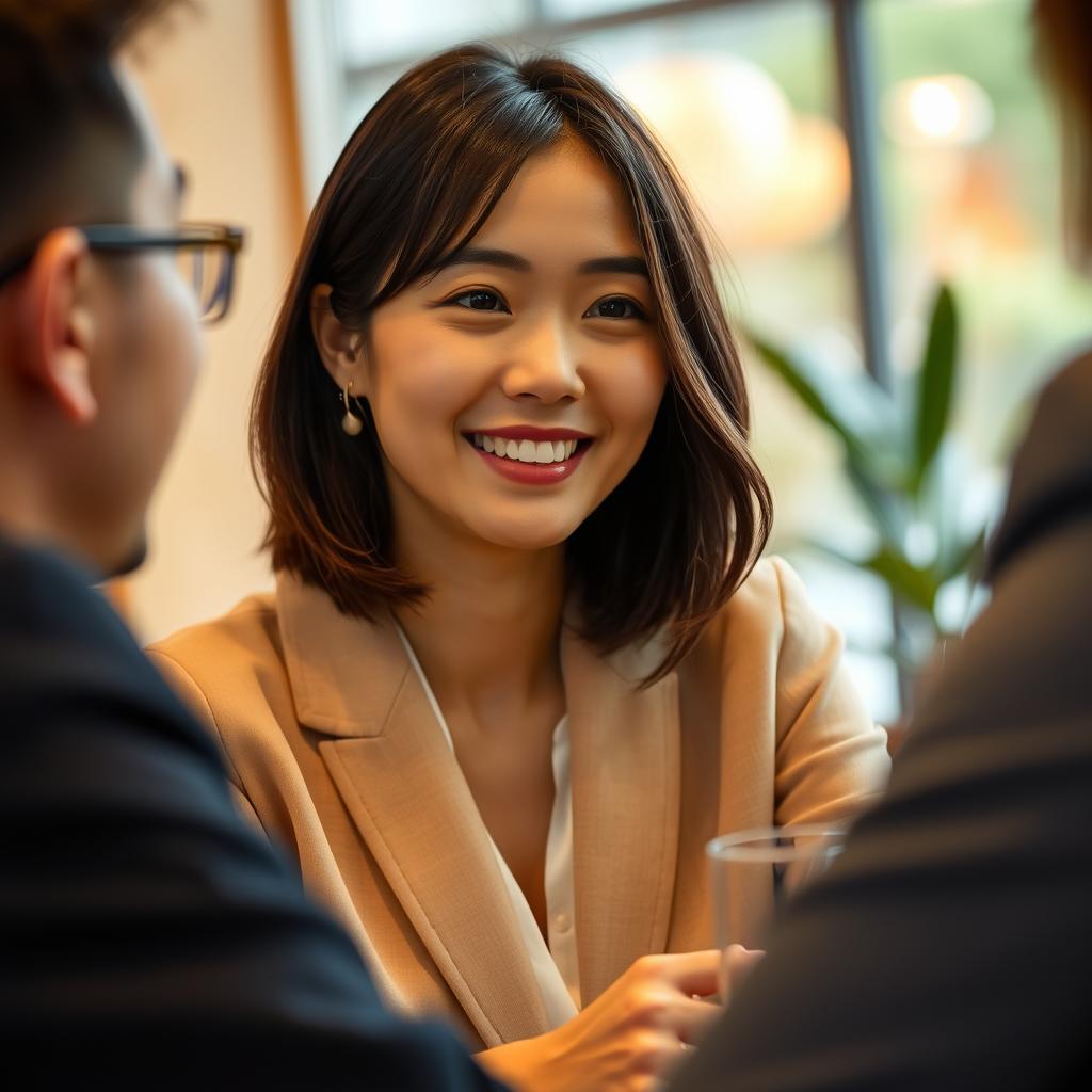 カフェでデートする年収500万円の女性