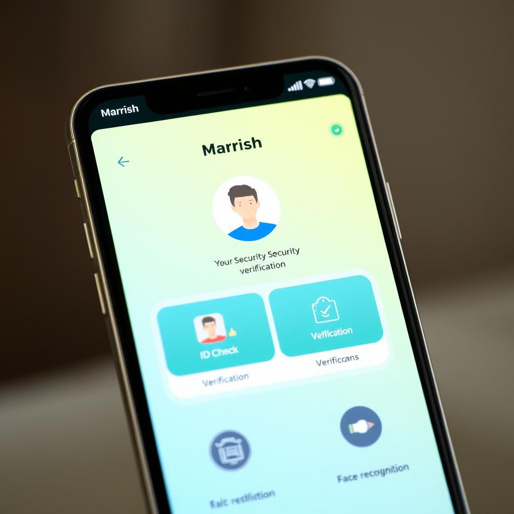 マリッシュの安全認証システムを示すスマートフォン画面 マリッシュの安全認証システムを示すスマートフォン画面