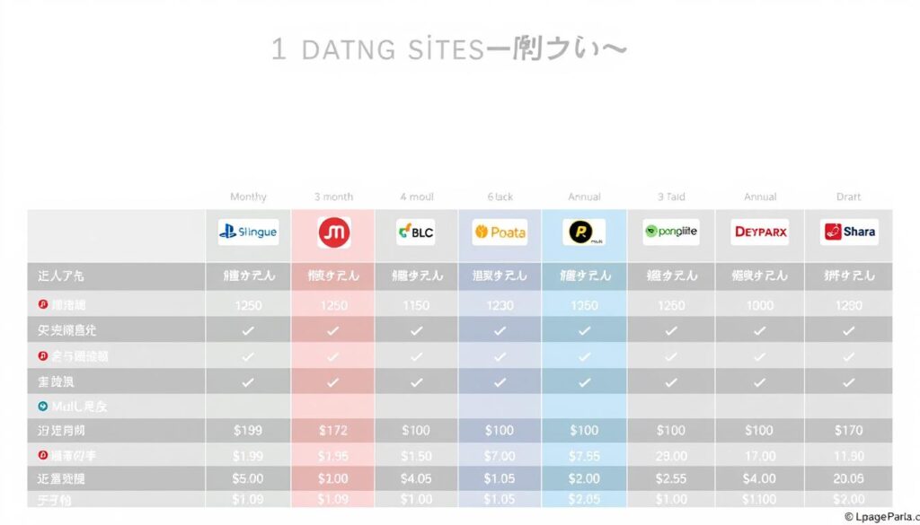 主要マッチングサイトの料金比較表