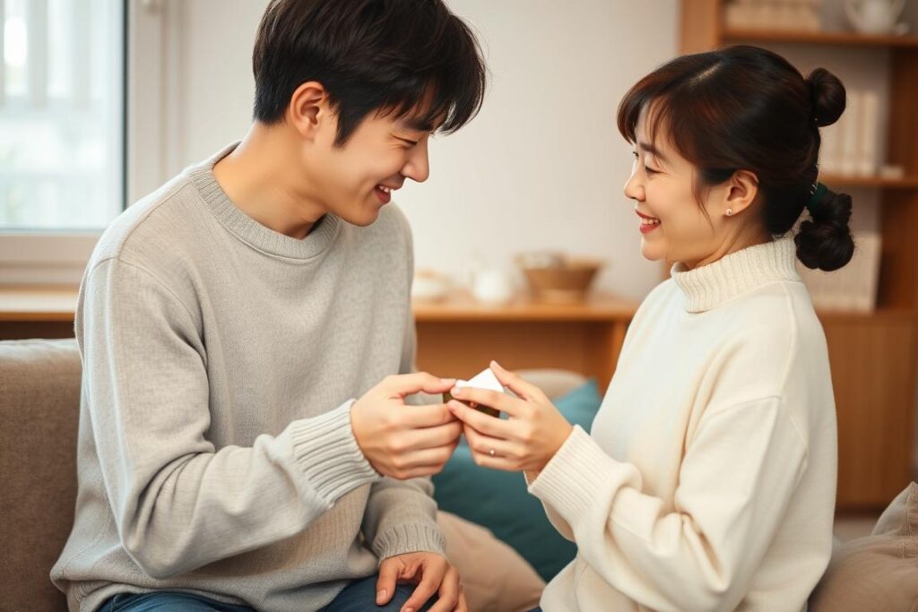 互いに感謝の気持ちを伝え合う夫婦、日常の中の小さな幸せ