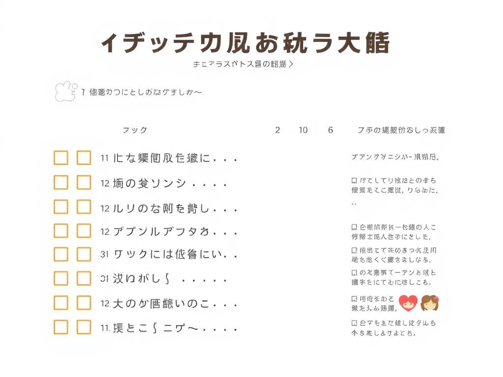 婚活高望み度チェックリストのイラスト