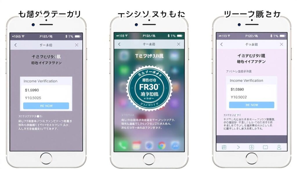 年収証明機能付きマッチングアプリの画面