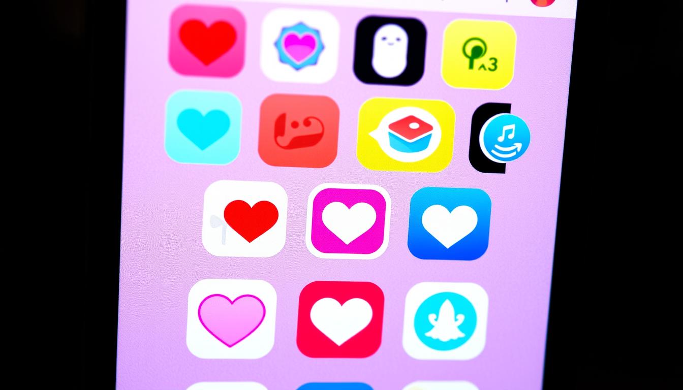 様々なマッチングアプリのアイコンが並んだスマートフォン画面
