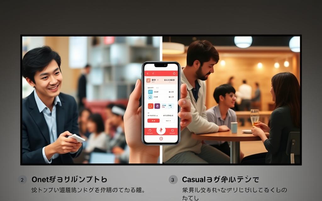 様々な婚活方法を比較検討する様子