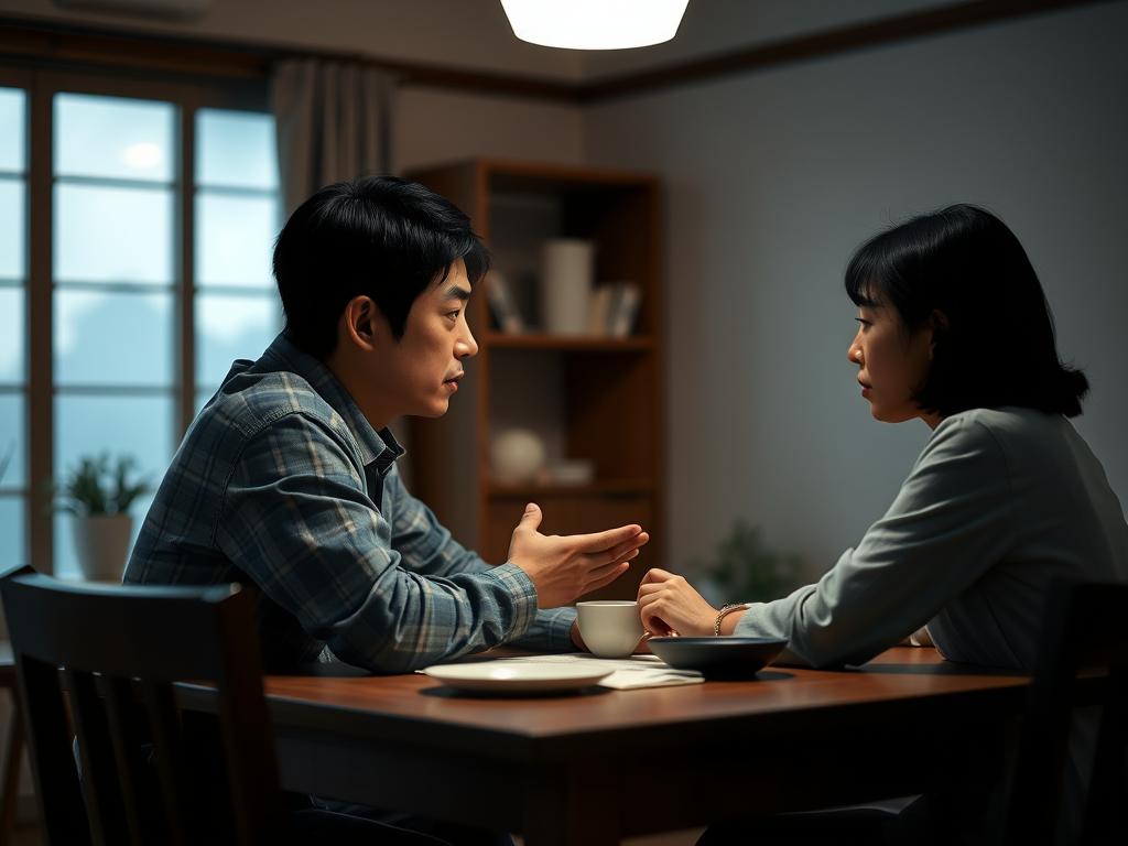 真剣に話し合う夫婦、関係の課題に向き合っている様子