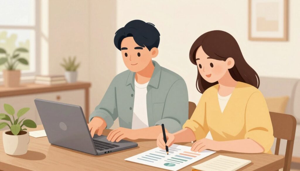 intj isfjの夫婦が家庭で協力している様子