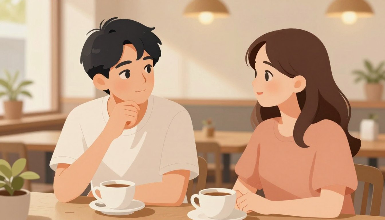 intj isfjカップルが穏やかに会話している様子