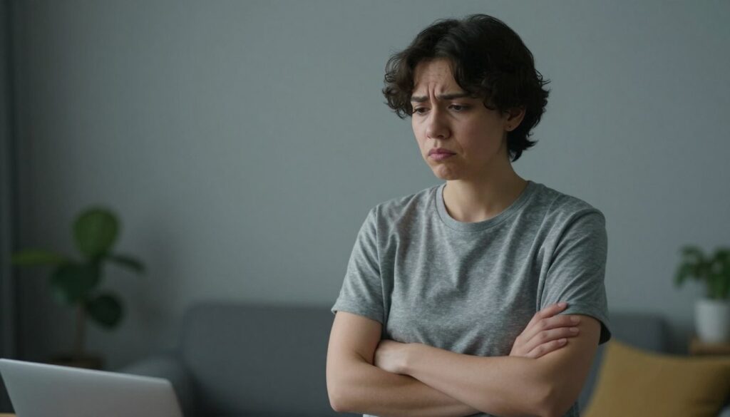 不快そうな表情のISTPタイプの人