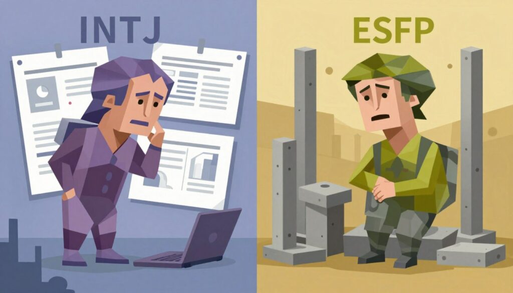 INTJとESFPの衝突シーンの象徴的な表現 INTJとESFPの衝突シーンの象徴的な表現