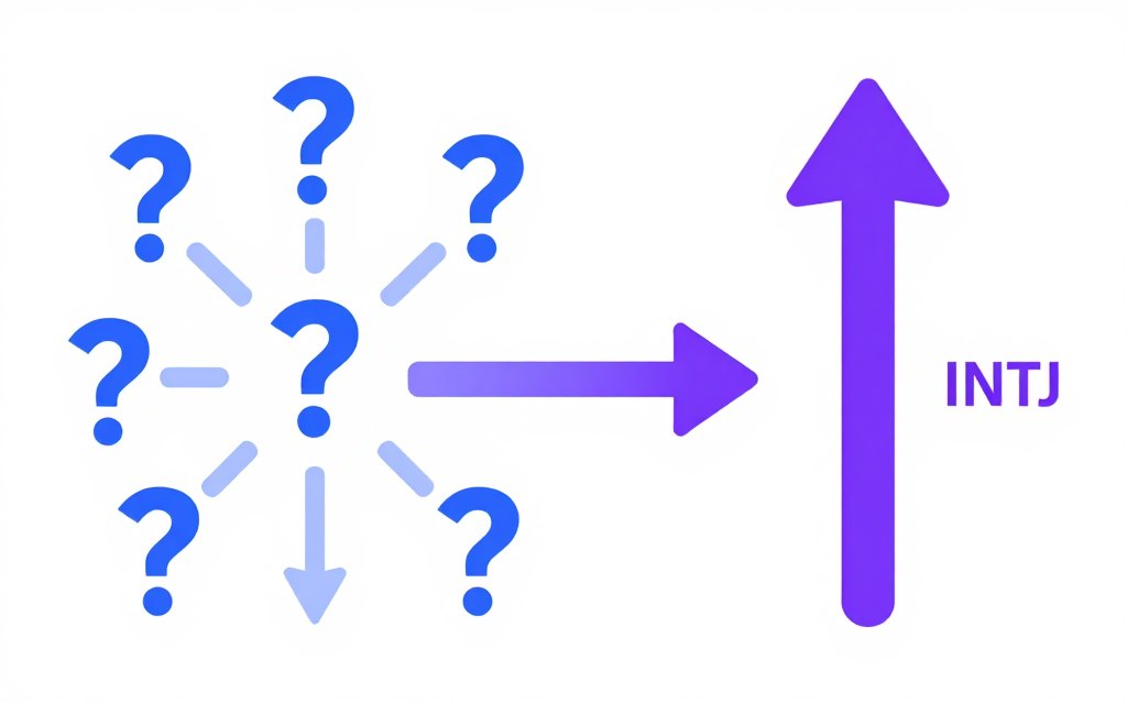 INTPとINTJの意思決定スタイルの違いを表す抽象イメージ