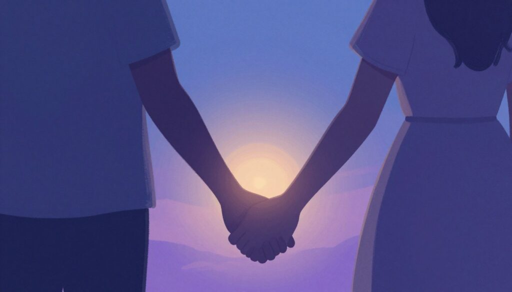 カップルが手を繋ぎ理解し合うイメージ