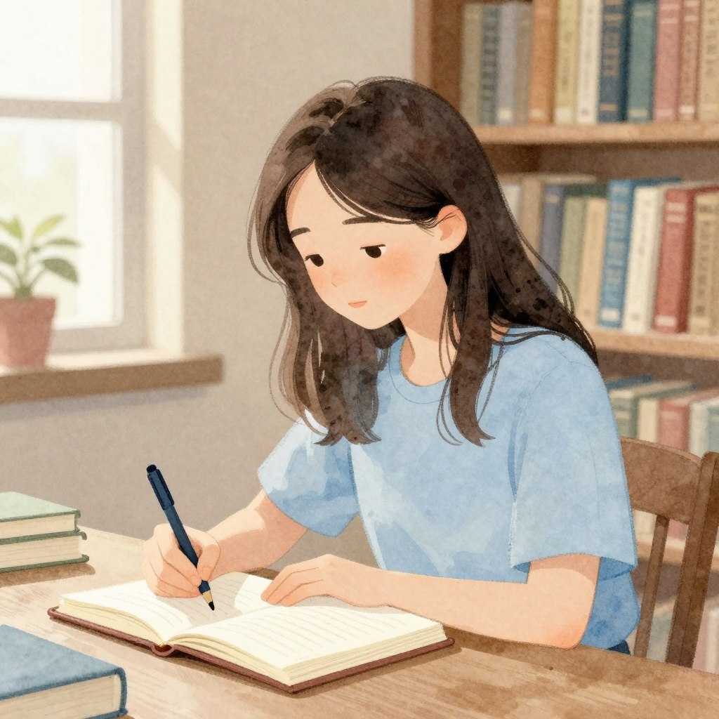 INFPタイプの特徴を表す夢見がちで創造的な雰囲気の人物イラスト