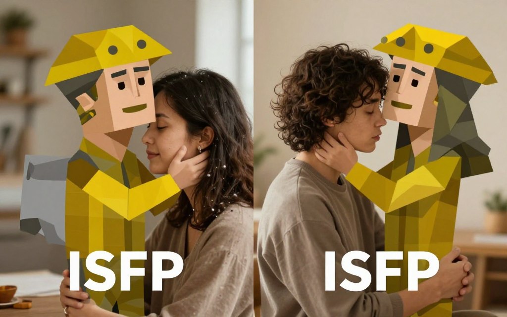 ISFP男性と女性それぞれの特徴を表すイメージ