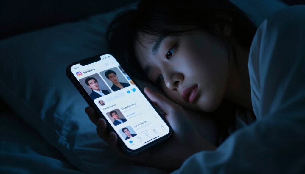 SNSを見続けるスマホ画面