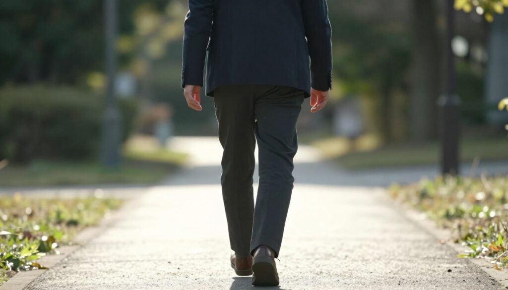 前を向いて歩き出す人の後ろ姿と明るい未来の道 前を向いて歩き出す人の後ろ姿と明るい未来の道