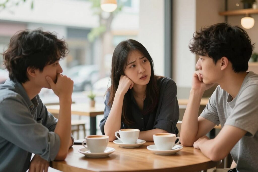 友人に相談する様子