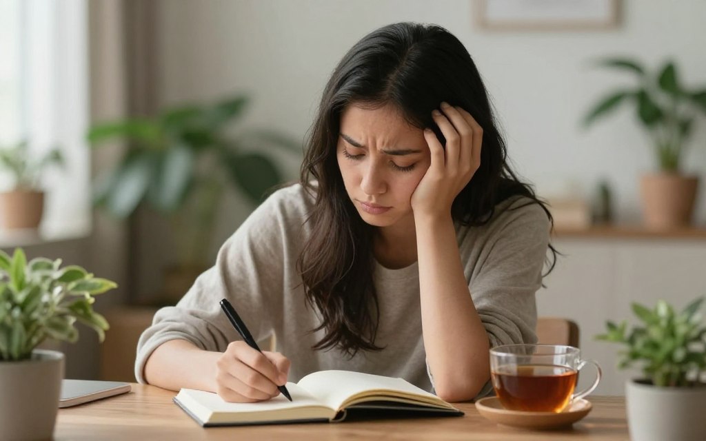 感情豊かに日記を書く女性