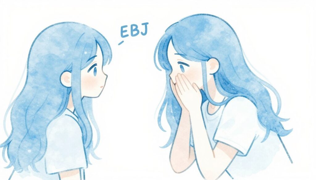 水色タイプが好きな人にアプローチする様子を表現した控えめで優しい雰囲気のイラスト