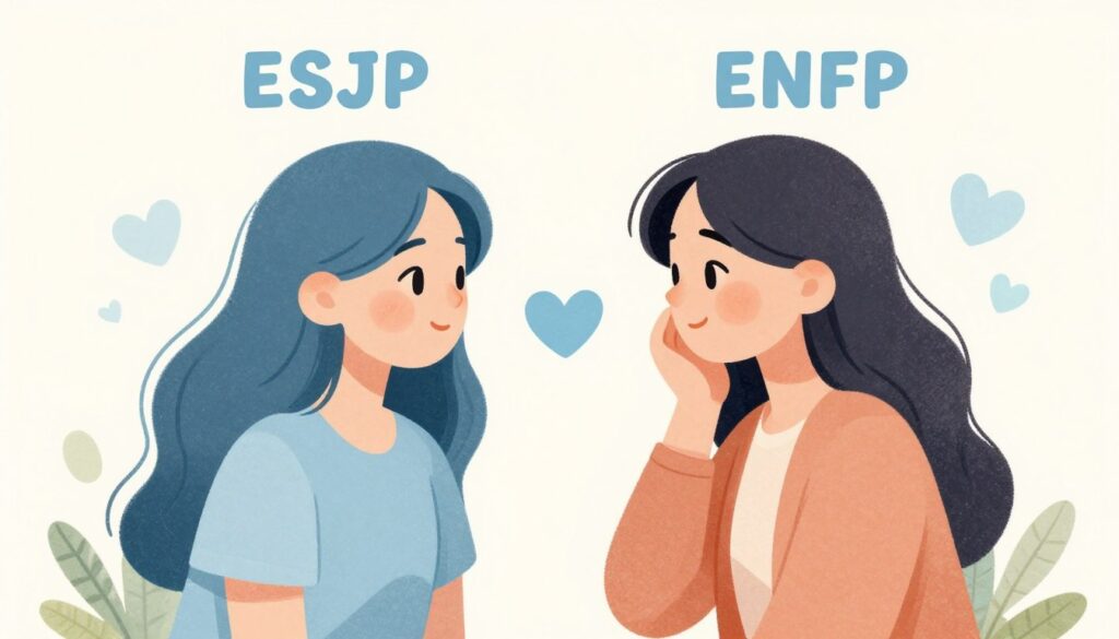 水色タイプが理想とするパートナーとの調和的な関係を表現したイラスト